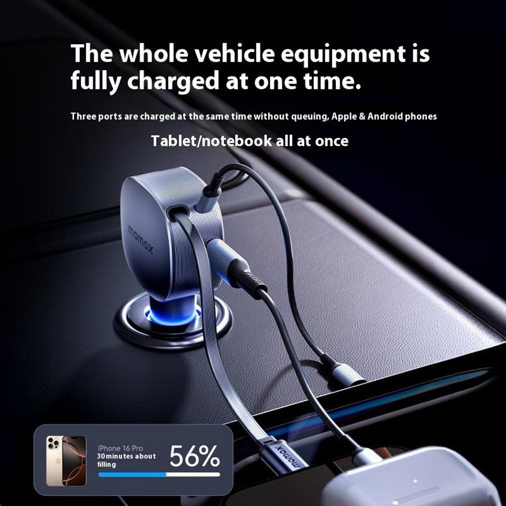 MOMAX 60W Car Car Charger 60W, Built-In Cable, photo 4
