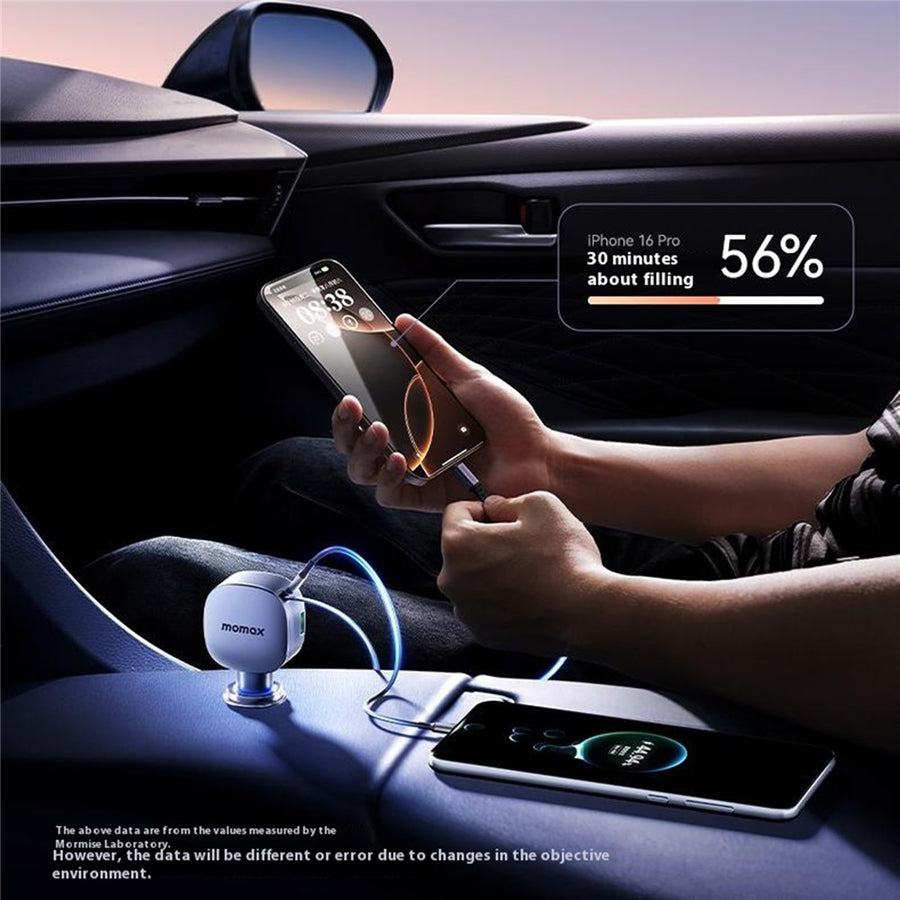 MOMAX 60W Car Car Charger 60W, Built-In Cable, photo 7