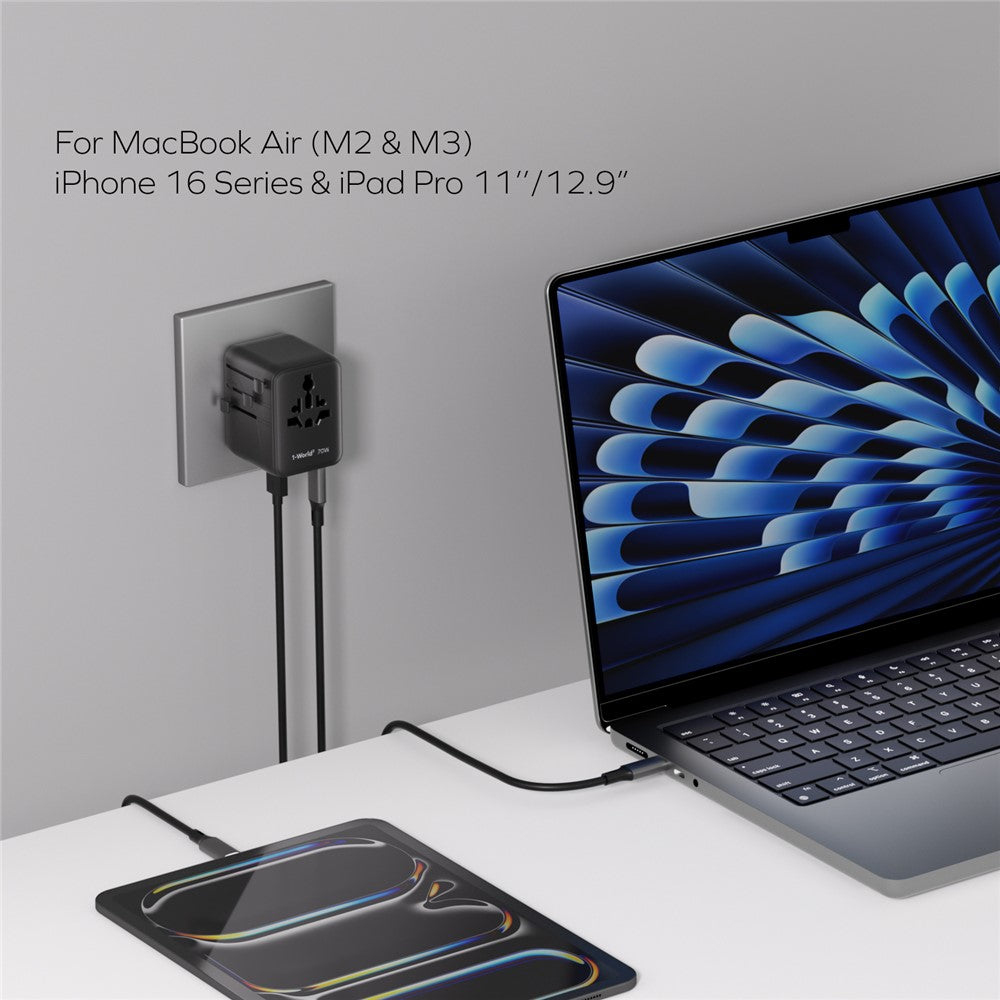 MOMAX 1-World 2 Charger 70W, GaN Fast Charging, photo 2
