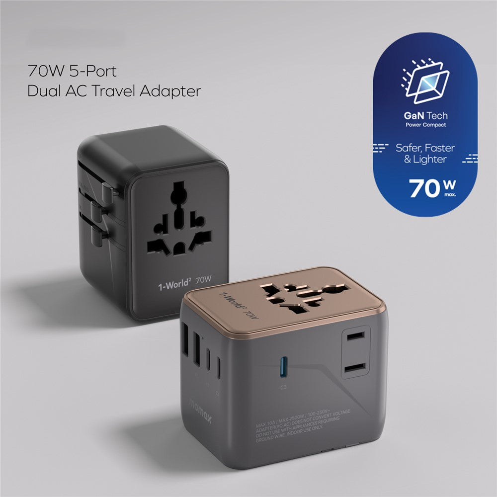 MOMAX 1-World 2 Charger 70W, GaN Fast Charging, photo 7