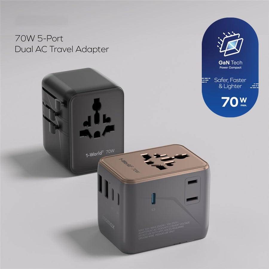 MOMAX 1-World 2 Charger 70W, GaN Fast Charging, photo 7