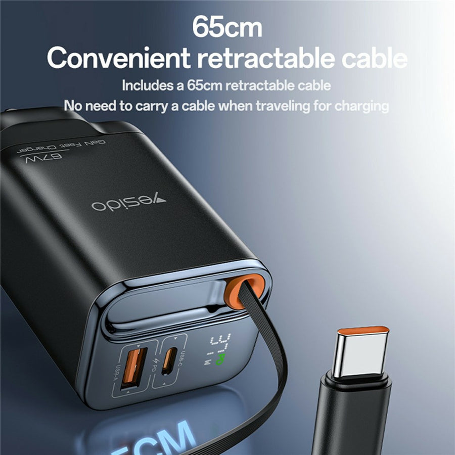 YESIDO YC146 67W Retractable Charger