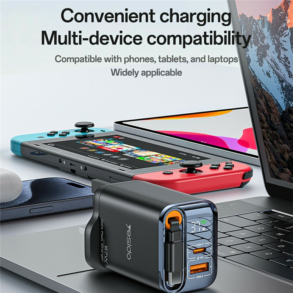 YESIDO YC146 67W Retractable Charger