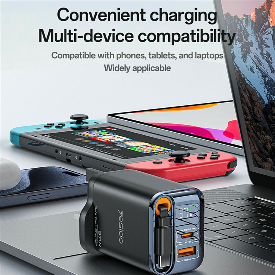 YESIDO YC146 67W Retractable Charger
