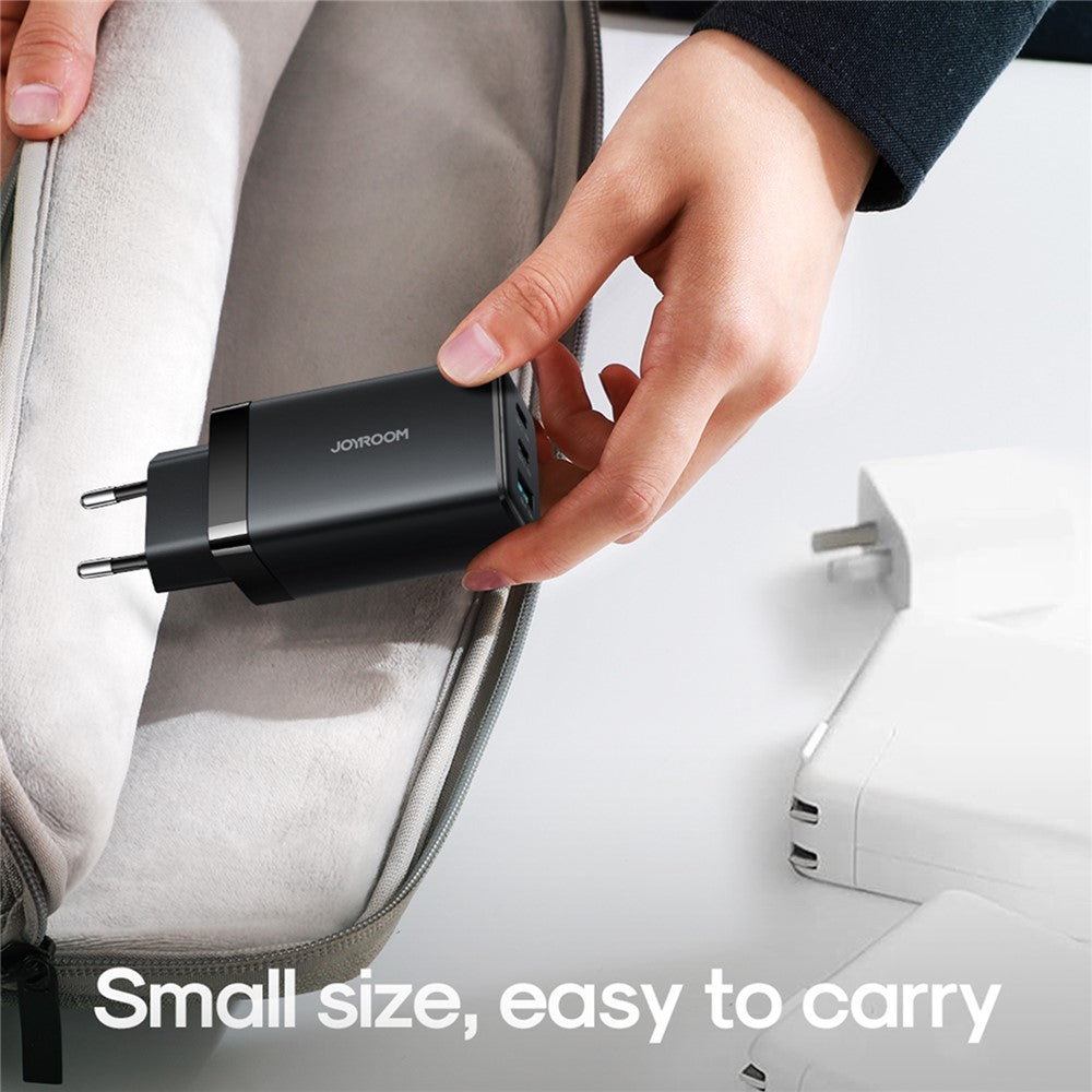 JOYROOM JR-TG10 65W EU Plug Fast Charging Adapter USB-A + Dual Type-C GaN Charger with 1.2m 100W USB-C Cable