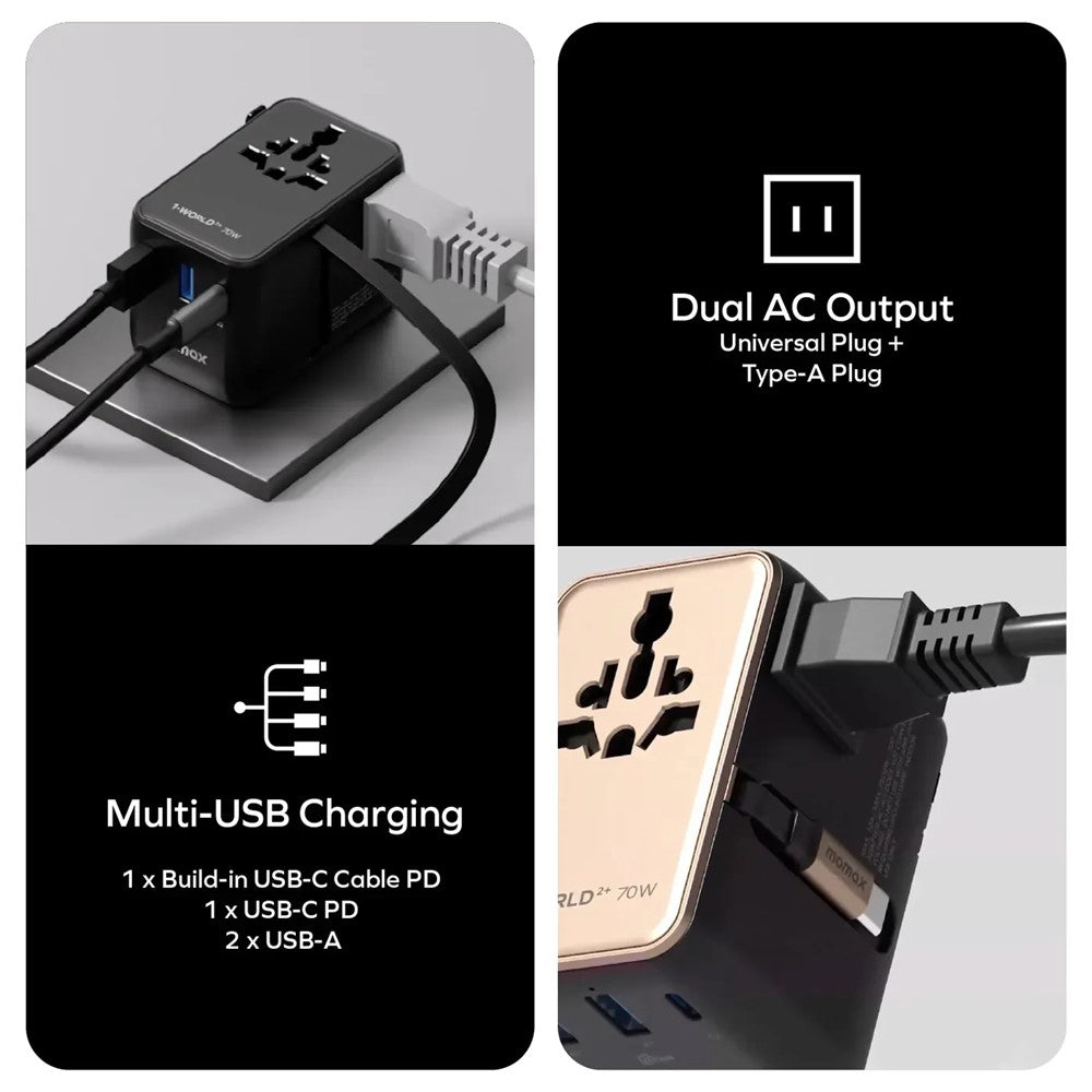 MOMAX UA30 1-World2+ Charger 70W, GaN Fast Charging, photo 10
