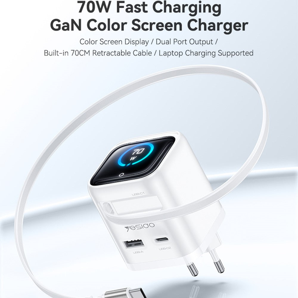 YESIDO YC123 70W Retractable Charger