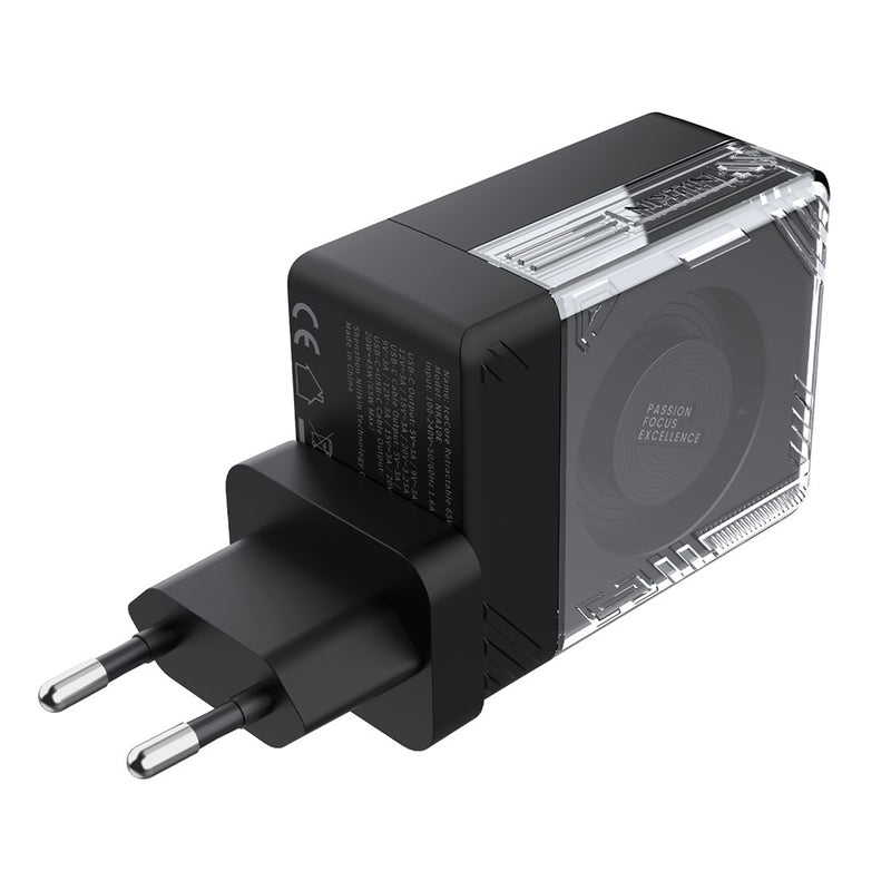 NILLKIN Icecore 65W GaN Charger, Retractable USB-C, EU Plug, photo 1