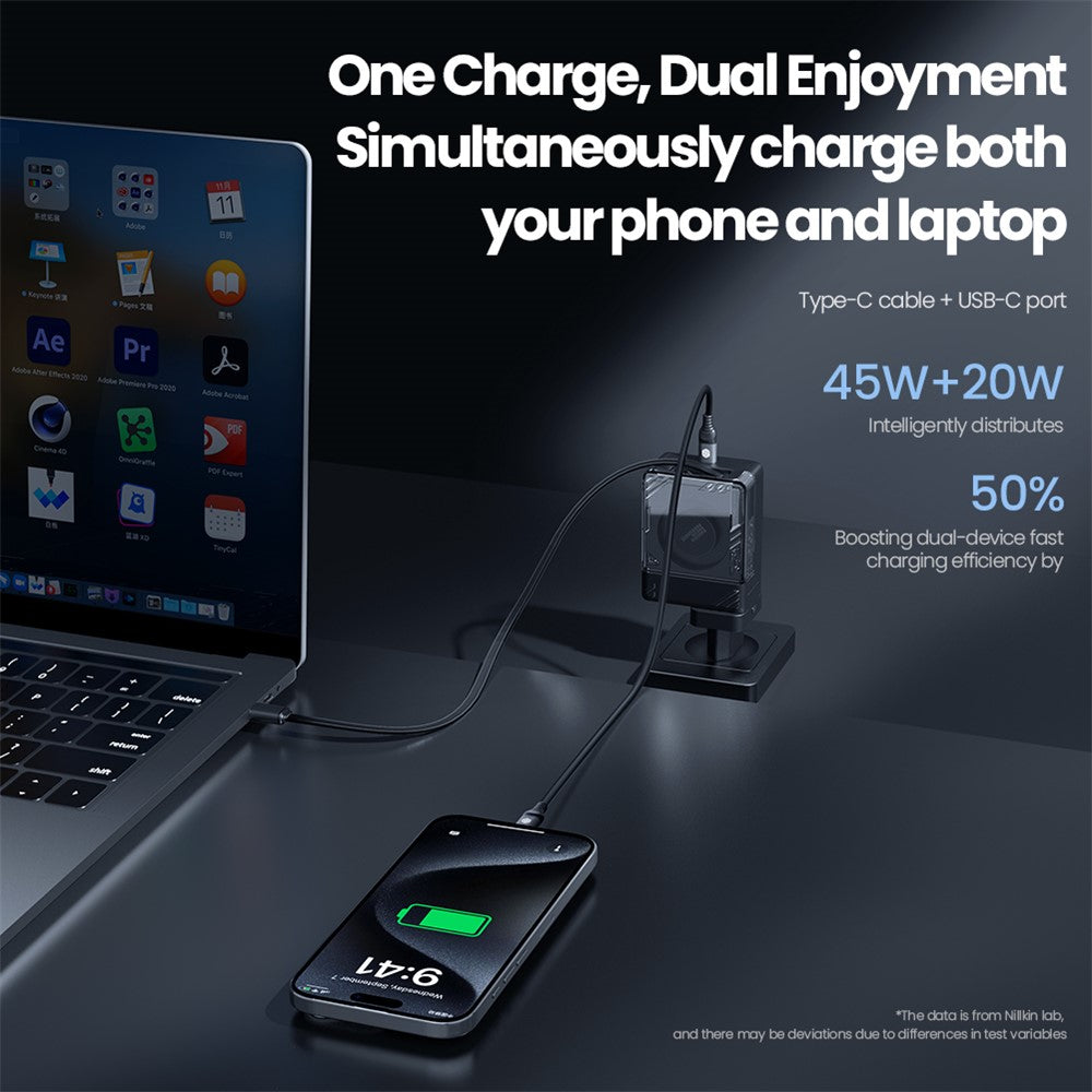 NILLKIN Icecore 65W GaN Charger, Retractable USB-C, EU Plug, photo 4