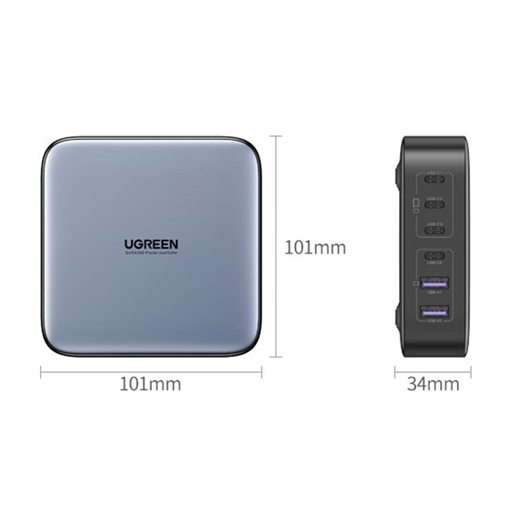 UGREEN 200W GaN Desktop Charger | 6 Ports, 1m 100W Cable