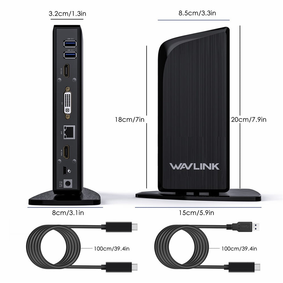 WAVLINK UG39PD1 13-in-1 USB C Docking Station Triple Monitors 4K HD Compatible for Windows / Mac OS