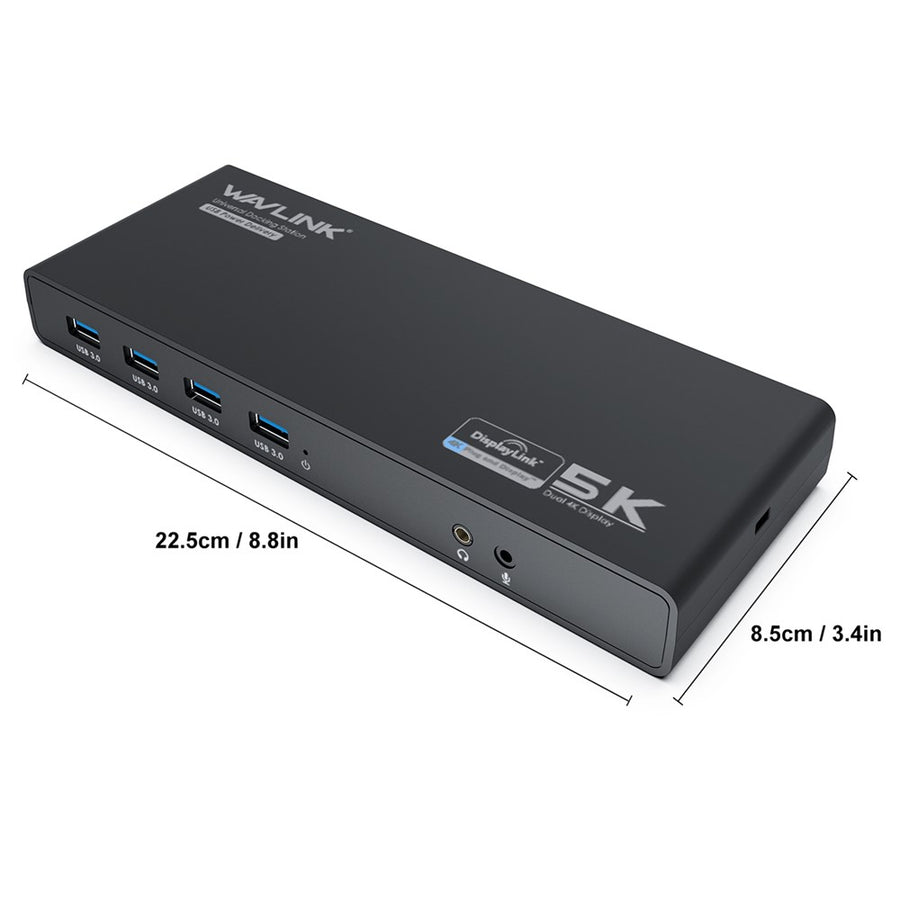 WAVLINK UG69PD6 USB-C Dual 4K Laptop Docking Station 5K / 60Hz HD Displaylink 65 / 100W PD Charging for Windows Mac OS