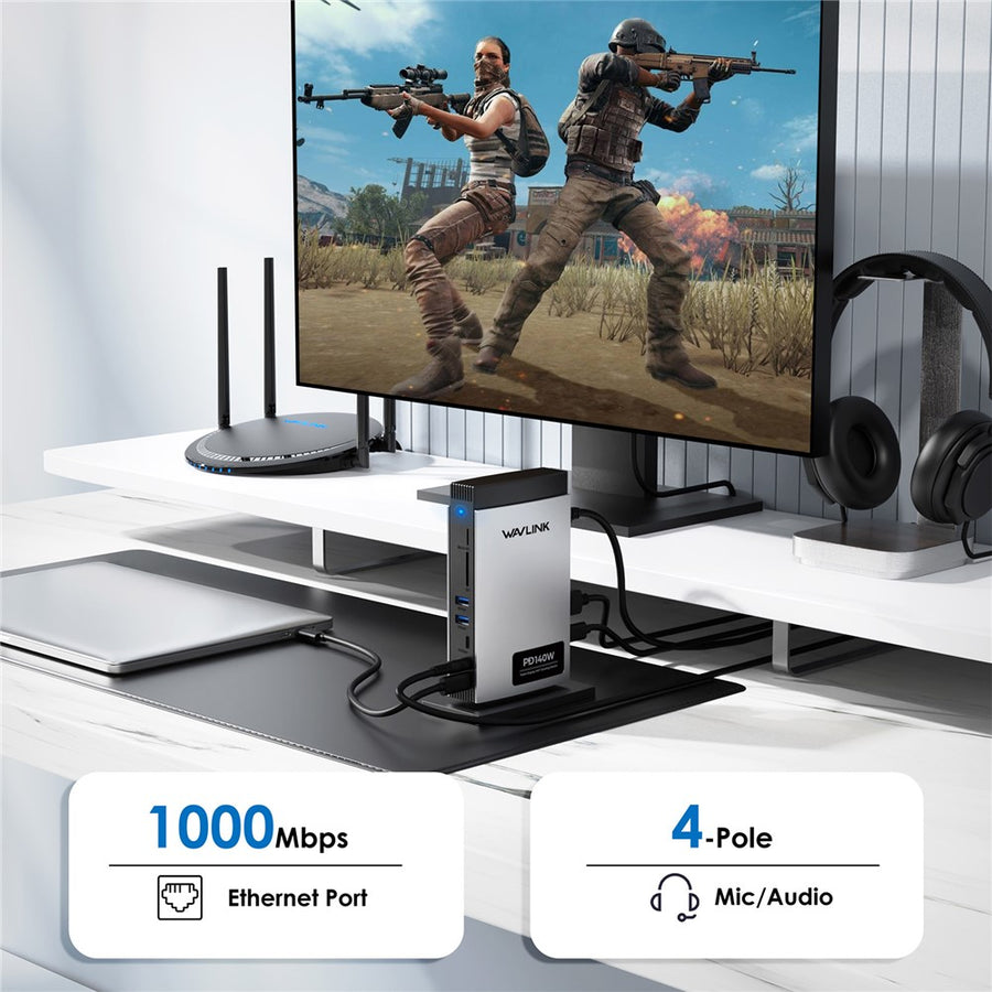 WAVLINK WL-UMD26 11-in-1 USB-C Docking Station with 8K HD, 8K Displayport, and 140W PD 3.1 Charging