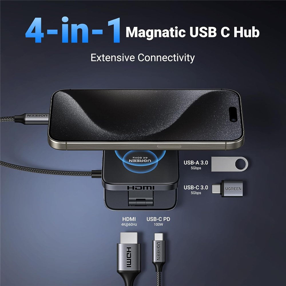 UGREEN 4-in-1 Foldable Docking Station for iPhone 15 | 4K, 60Hz