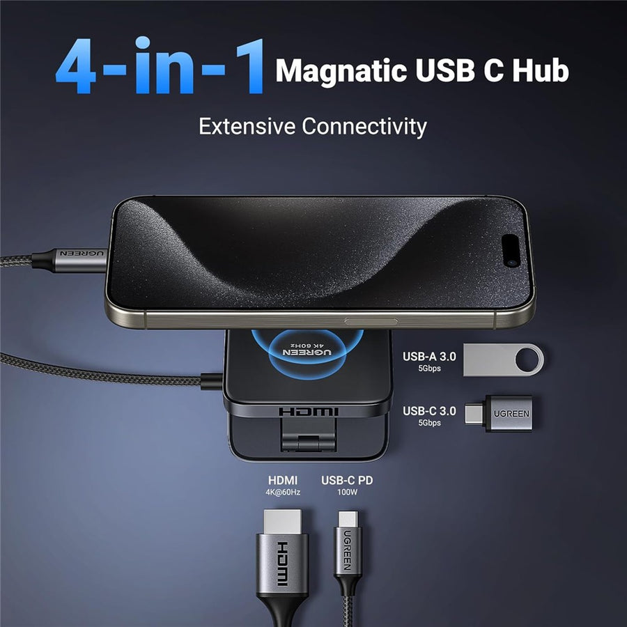 UGREEN 4-in-1 Foldable Docking Station for iPhone 15 | 4K, 60Hz