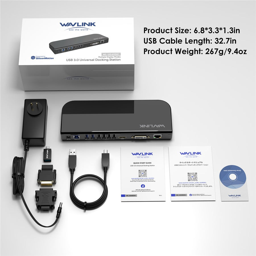 WAVLINK UG49DK1 13 In 1 USB-C Hub Dual Display Docking Station For Windows Mac Chrome Android