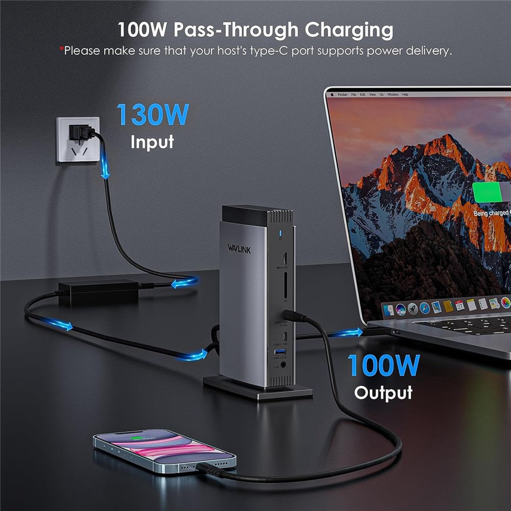 WAVLINK WL-UG69PD13Pro For MacBook M1 M2 M3 / Windows 15 in 1 Laptop Docking Station 3 HD USB C Displaylink Hub