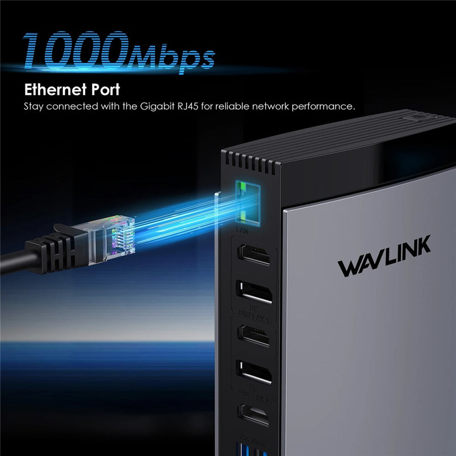 WAVLINK WL-UG69PD13Pro For MacBook M1 M2 M3 / Windows 15 in 1 Laptop Docking Station 3 HD USB C Displaylink Hub