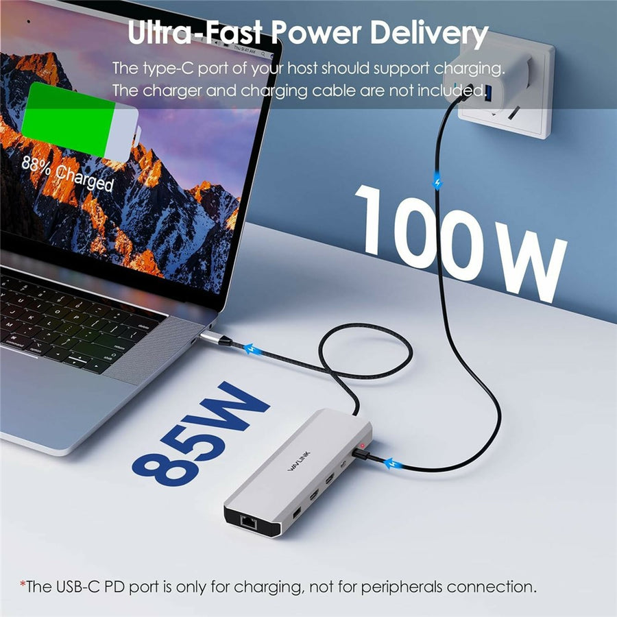 WAVLINK UMD309 10 in 1 USB-C Hub Dual HD 100W PD 10Gbps USB-A USB-C Docking Station