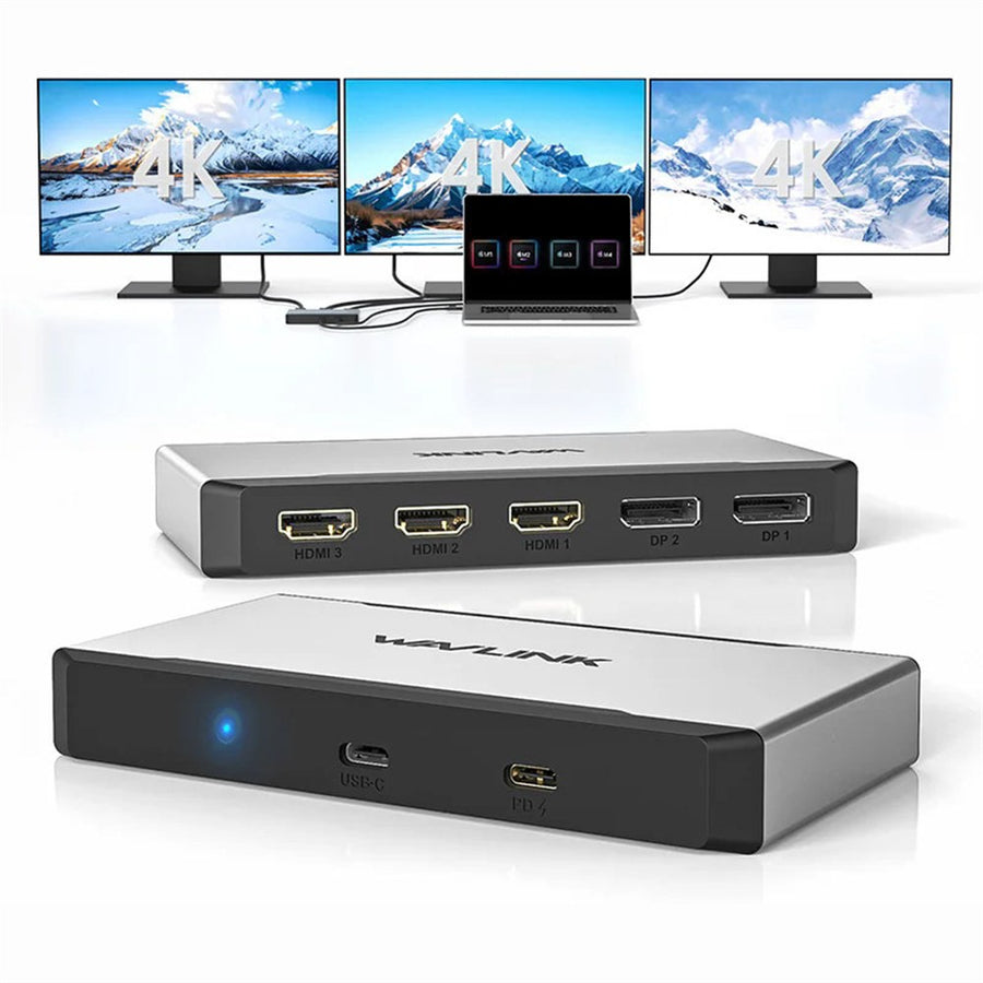 WAVLINK UG7701 100W PD Hub Adapter USB-C to HD / DisplayPort Docking Station Support 4K 60Hz