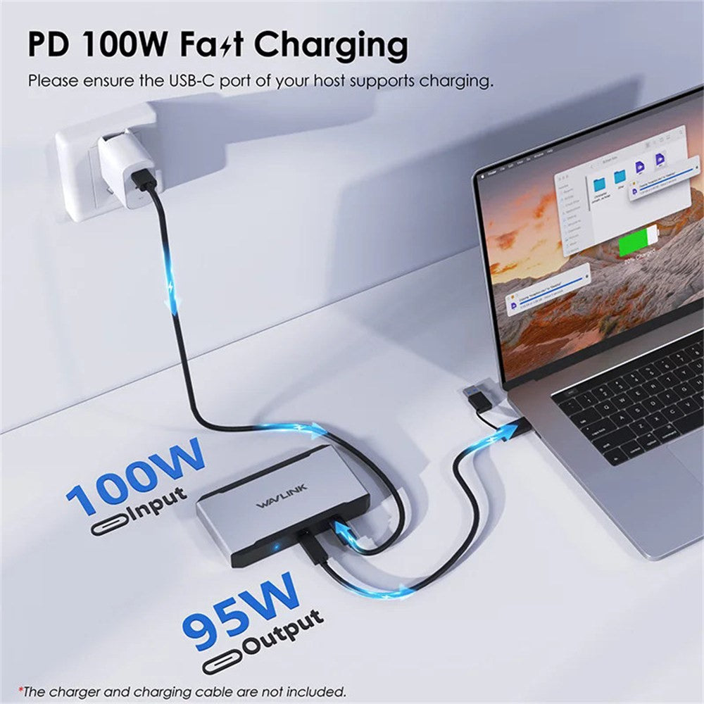 WAVLINK UG7701 100W PD Hub Adapter USB-C to HD / DisplayPort Docking Station Support 4K 60Hz
