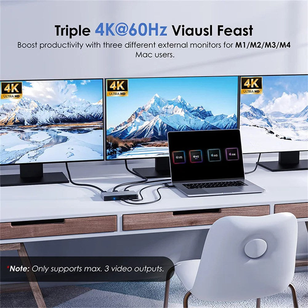 WAVLINK UG7701 100W PD Hub Adapter USB-C to HD / DisplayPort Docking Station Support 4K 60Hz