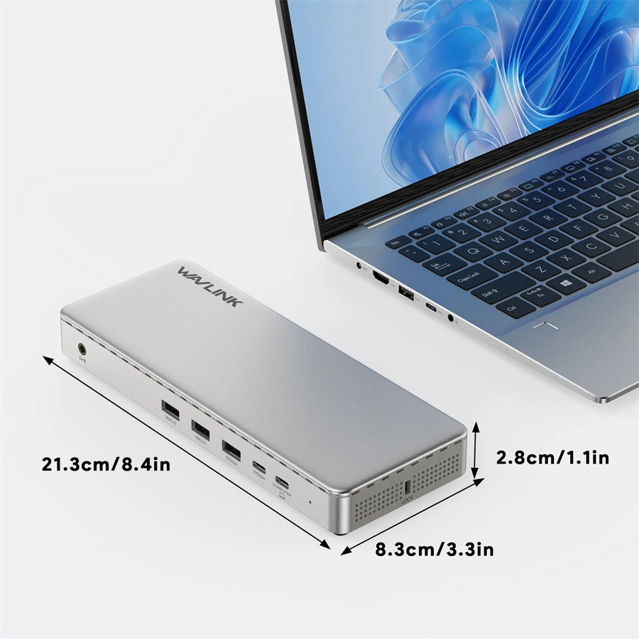 WAVLINK UG7701PRO 13 in 1 Docking Station with SM770 Chip USB-C / A to HD / DP Hub Adapter Support Triple 4K@60Hz Display for Laptop / PC