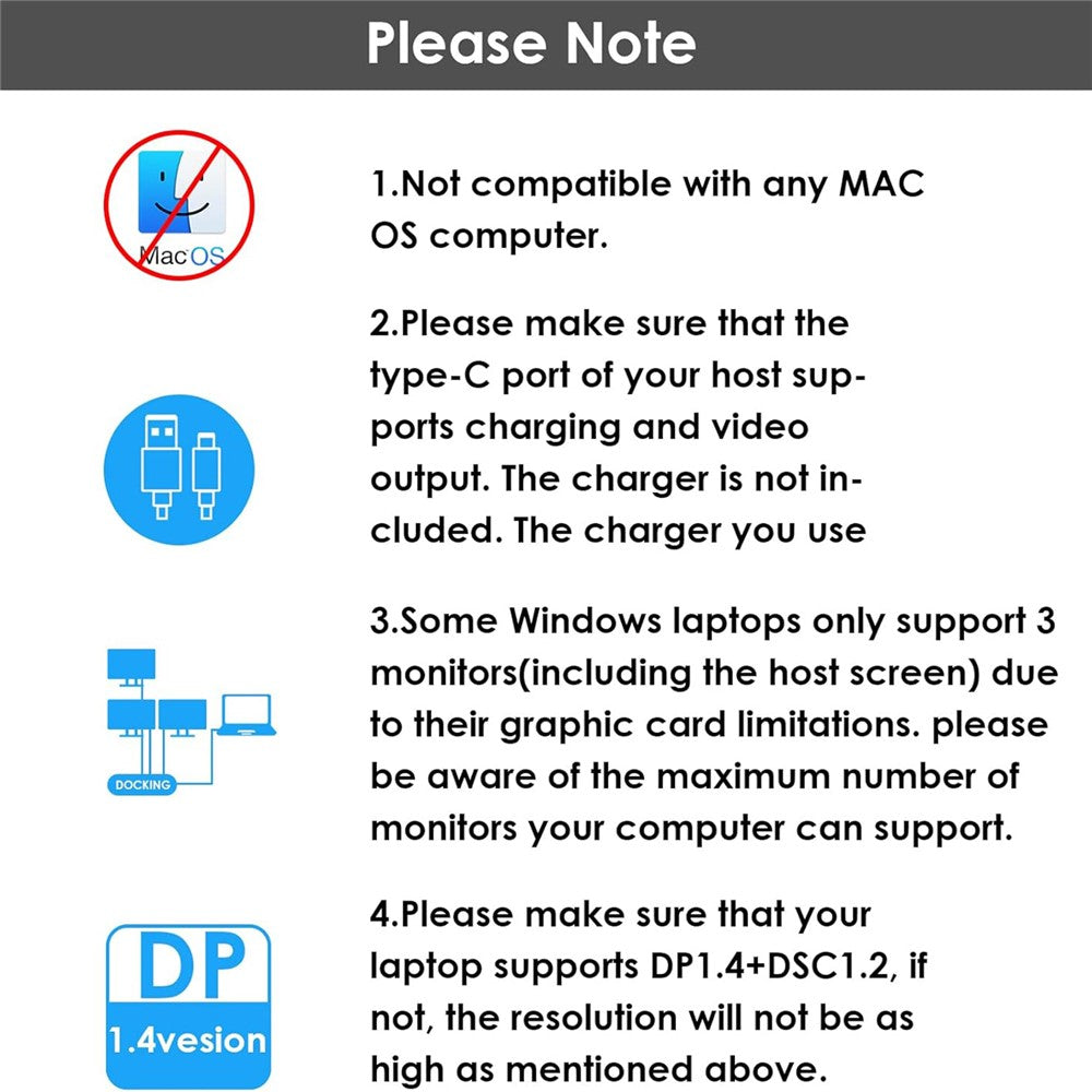WAVLINK WL-UMD308L Triple 4K Docking Station USB-C Hub Adapter with HD / DP / 100W PD Ports for Laptops