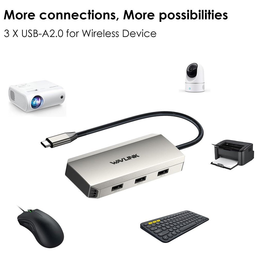 WAVLINK WL-UMD308L Triple 4K Docking Station USB-C Hub Adapter with HD / DP / 100W PD Ports for Laptops