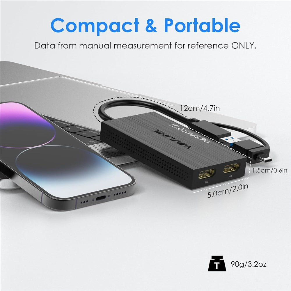 WAVLINK UG6902H DisplayLink USB-C HD Adapter USB-C / USB 3.0 to Dual HD Converter Support 4K 60Hz UG6902H Dual Display
