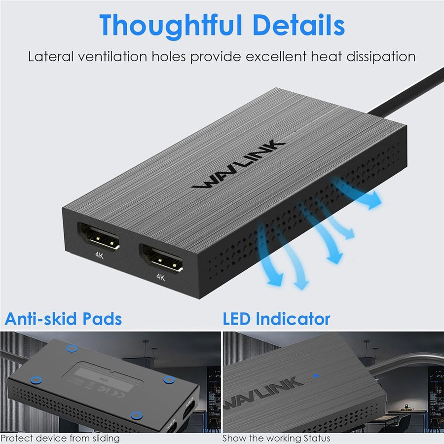 WAVLINK UG6902H DisplayLink USB-C HD Adapter USB-C / USB 3.0 to Dual HD Converter Support 4K 60Hz UG6902H Dual Display