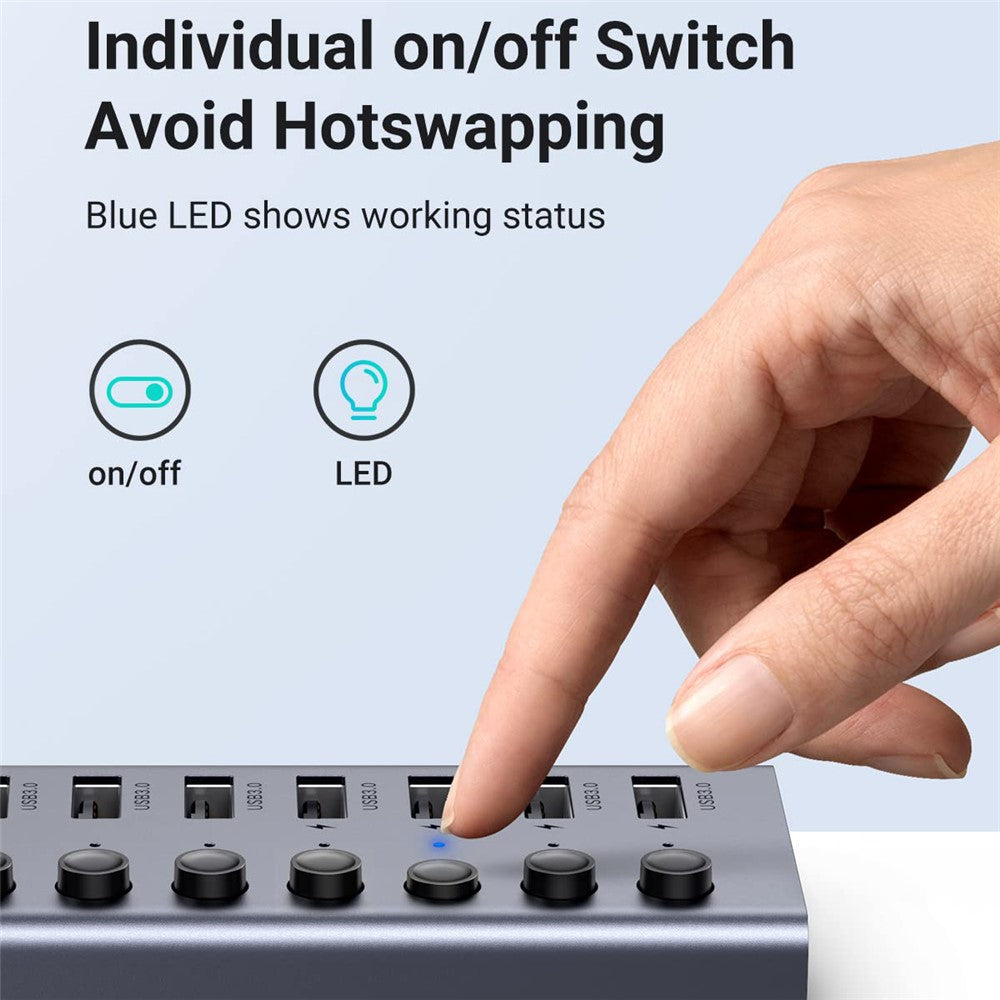 UGREEN CM481 7-Port USB 3.0 Hub | Powered, Extension Cable