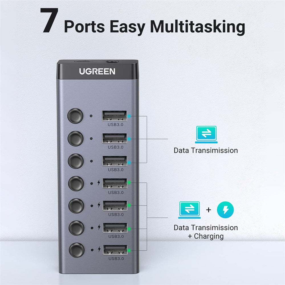UGREEN CM481 7-Port USB 3.0 Hub | Powered, Extension Cable
