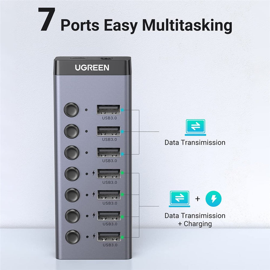 UGREEN CM481 7-Port USB 3.0 Hub | Powered, Extension Cable