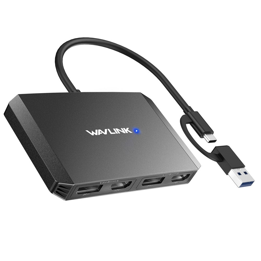 WAVLINK WL-UG69DH2 USB+Type-C to Dual 4K HD DisplayPort Dual Monitor Adapter Splitter