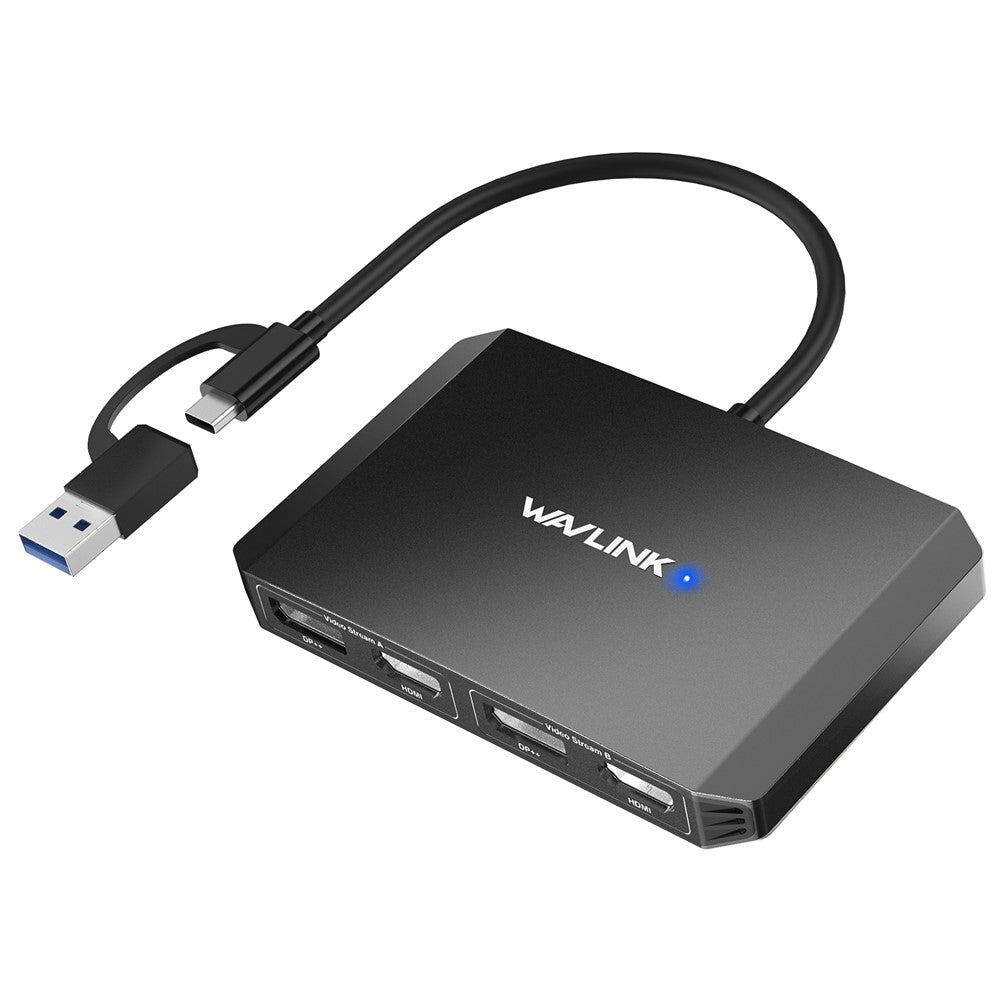 WAVLINK WL-UG69DH2 USB+Type-C to Dual 4K HD DisplayPort Dual Monitor Adapter Splitter