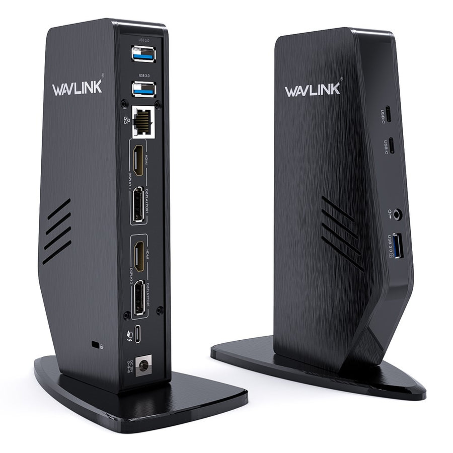 WAVLINK UG69PD5 USB 3.0 and USB-C Dual 4K Display Docking Station with DisplayPort and HD 60Hz Monitor Adapter