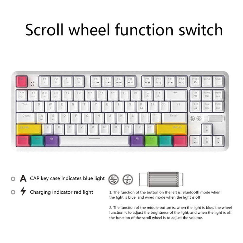 Ajazz K870T Wireless Mechanical Keyboard, 87 Keys, Dual Mode, photo 8