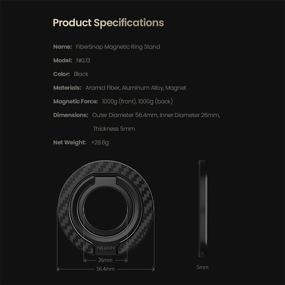 NILLKIN Magnetic Ring Kickstand, Aramid Fiber, Dual-Axis, photo 15
