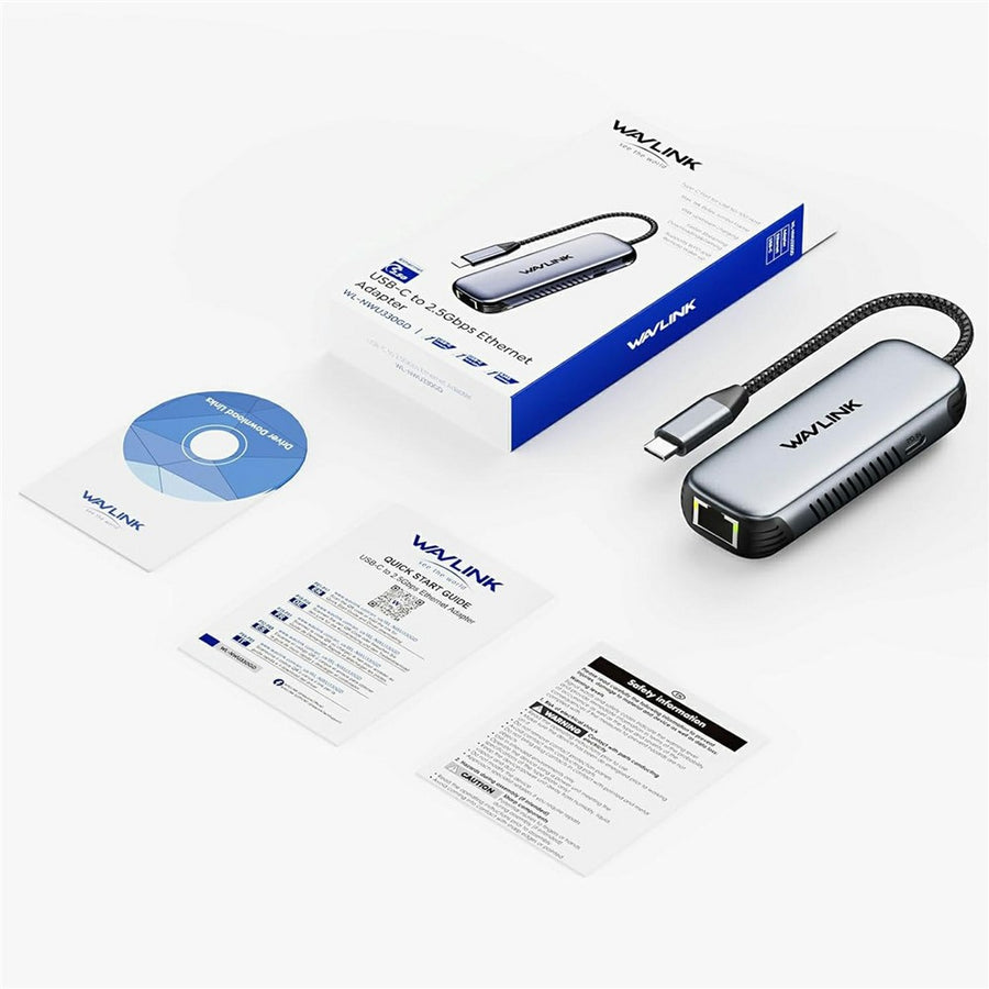 WAVLINK NWU330GD USB-C to RJ45 Ethernet Adapter 2.5Gbps Network Aluminum Converter Support 95W PD Output
