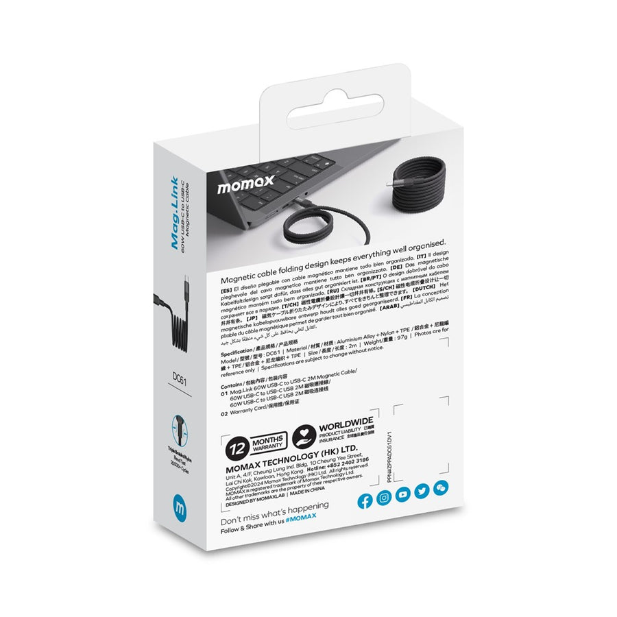 MOMAX Mag.Link 2m Cable 60W, Magnetic, photo 14