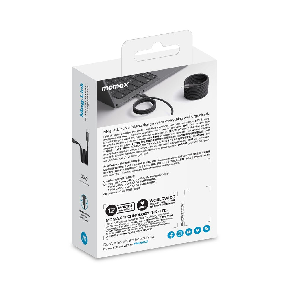 MOMAX Mag.Link 2m Cable 100W, Magnetic, photo 11