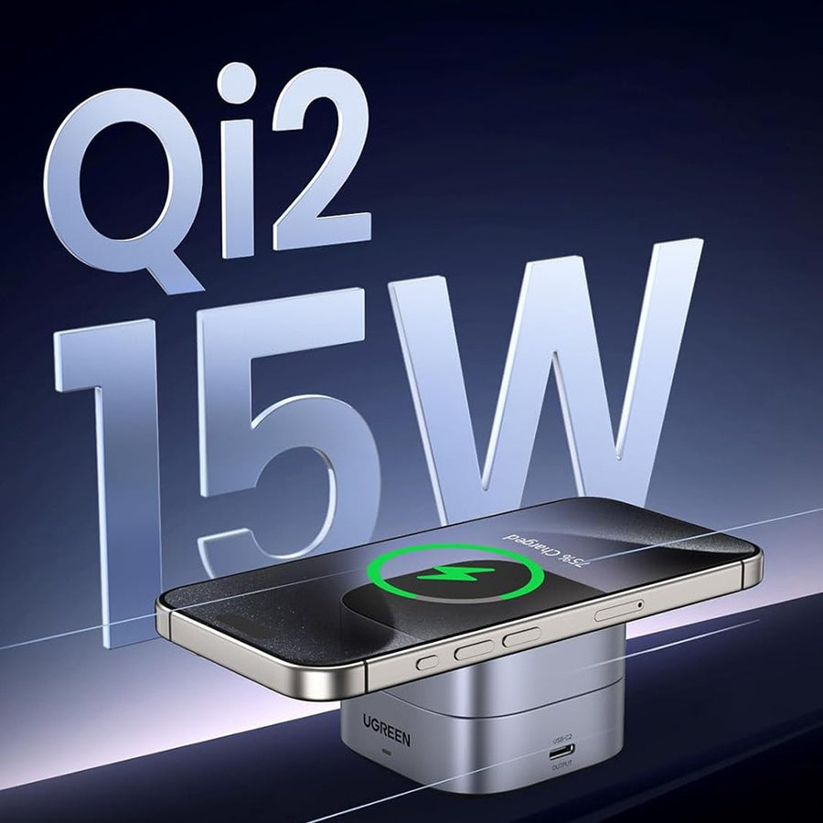 UGREEN 2-in-1 Magnetic Wireless Charger for iPhone 16 & iPhone | 15W