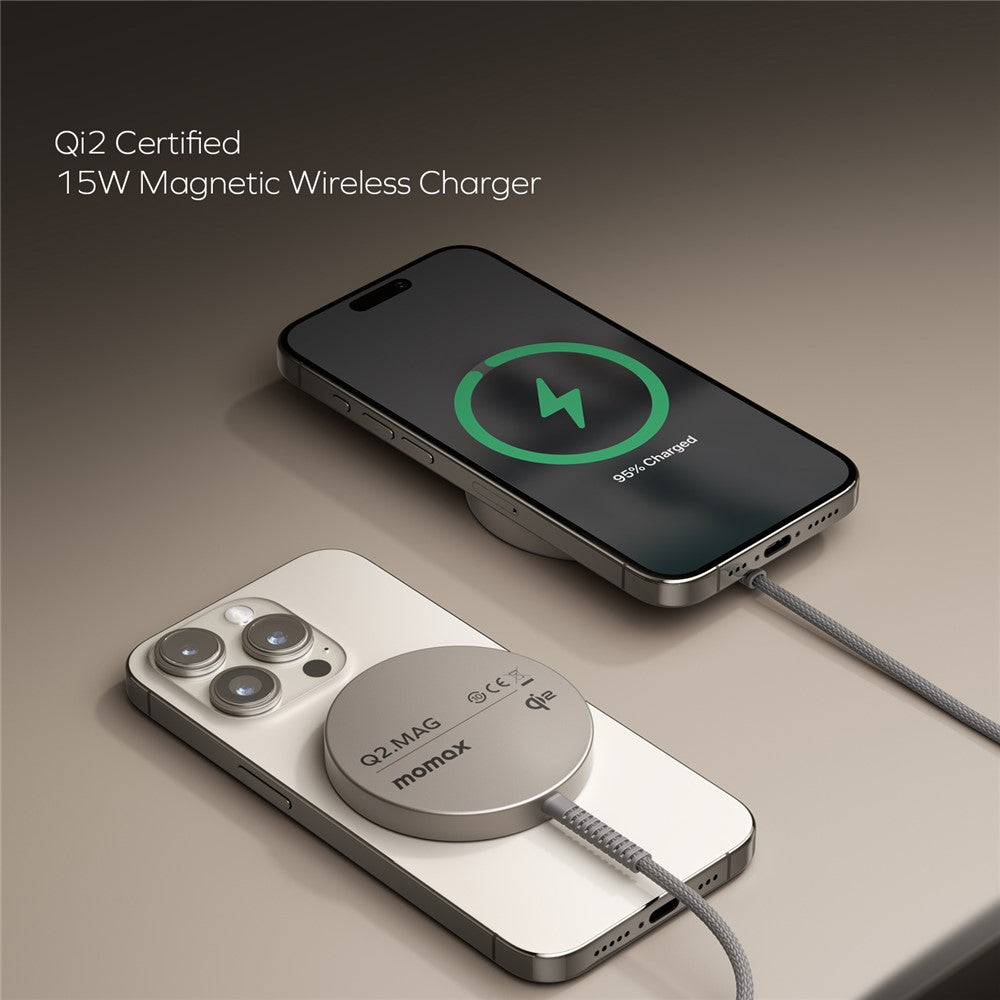 MOMAX Q2.Mag Metal Wireless Charger 15W, Qi2 Magnetic, photo 11