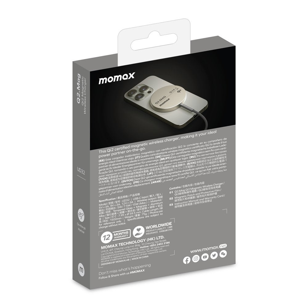 MOMAX Q2.Mag Metal Wireless Charger 15W, Qi2 Magnetic, photo 17