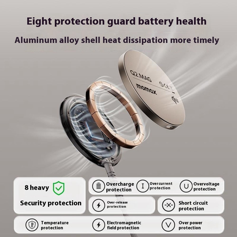 MOMAX Q2.Mag Metal Wireless Charger 15W, Qi2 Magnetic, photo 6