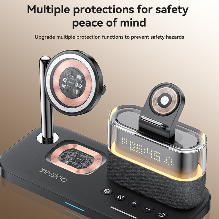 YESIDO DS37 6-in-1 Charging Station, Clock & Ambient Light, photo 4