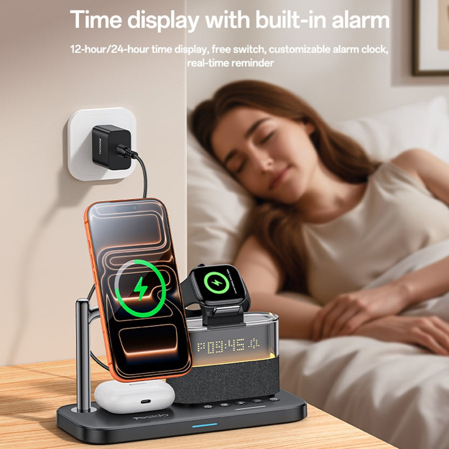 YESIDO DS37 6-in-1 Charging Station, Clock & Ambient Light, photo 6