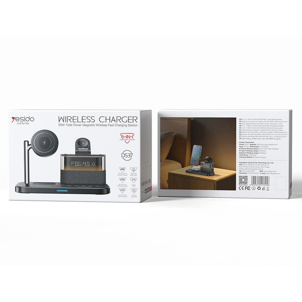 YESIDO DS37 6-in-1 Charging Station, Clock & Ambient Light, photo 8
