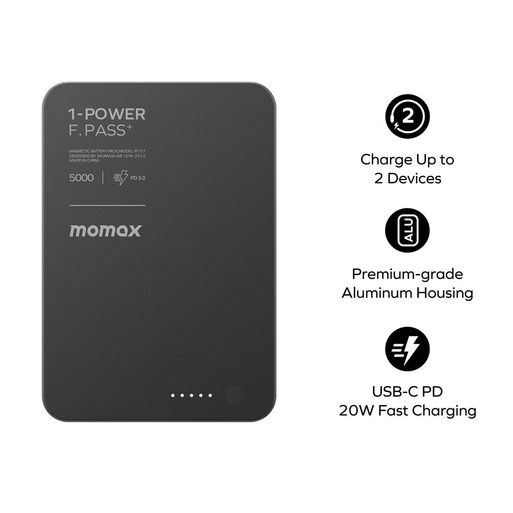 MOMAX 1-POWER F.PASS+ Power Bank 5000mAh, Magnetic, photo 11